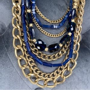 Kenneth Cole navy and gold multi-layered necklace